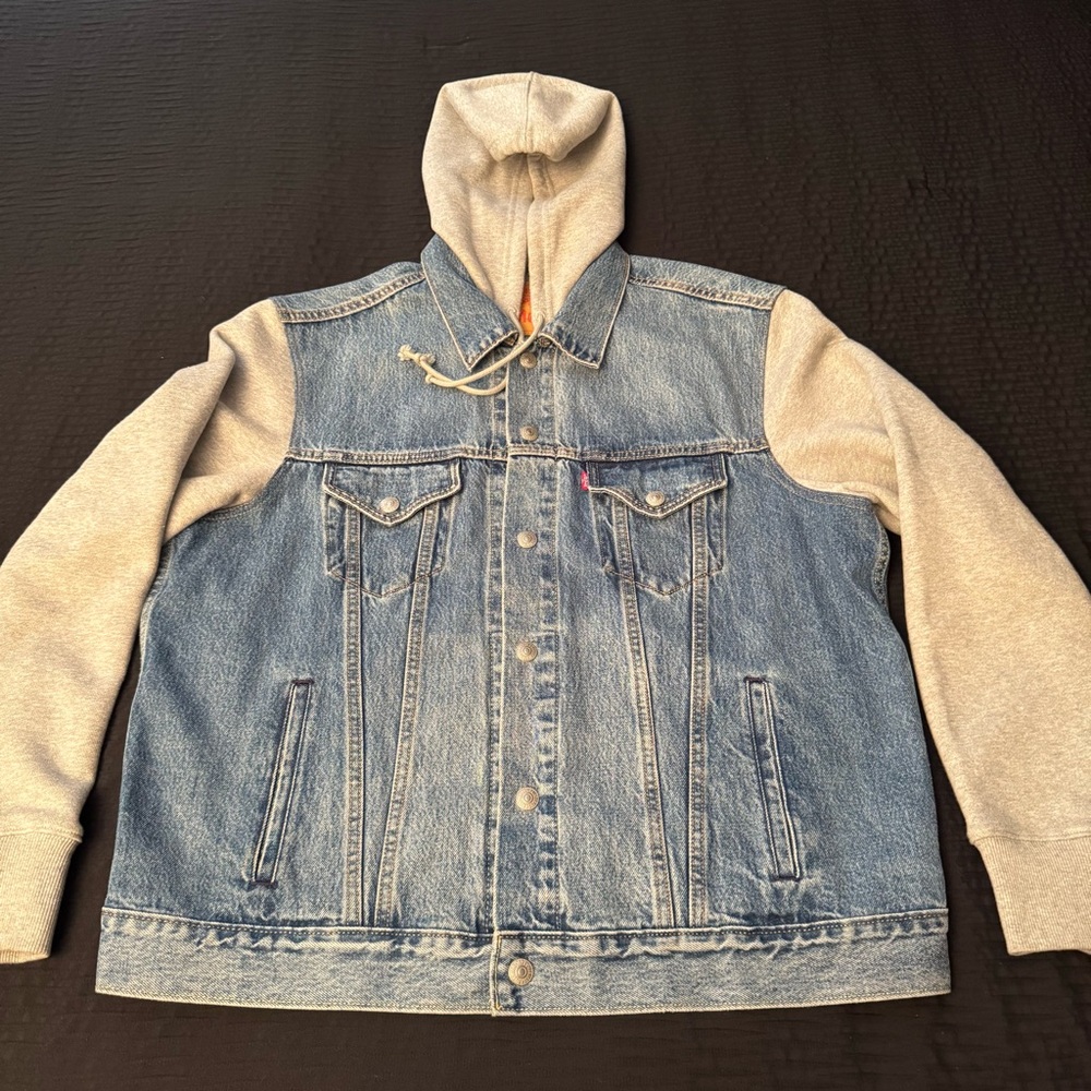 Levi's Men's Hybrid Hoodie Trucker Jacket Size Large #A0632-0000 Denim Levis